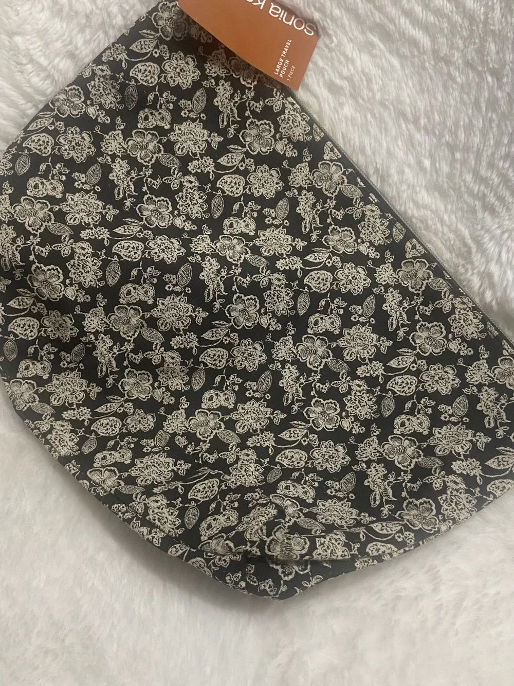 Sonia Kashuk Black + Cream Floral Cosmetic Pouch